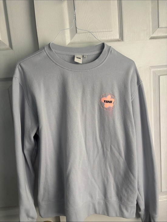 Vans Tops - Vans Light Blue Crew Sweatshirt with Pink Floral Logo